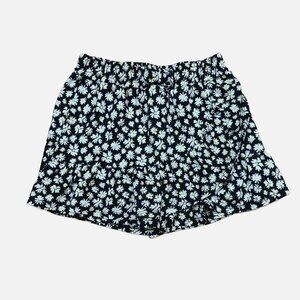 Sweet Butterfly Girls Black & Yellow Floral  Wrap Front Shorts Size 10/12